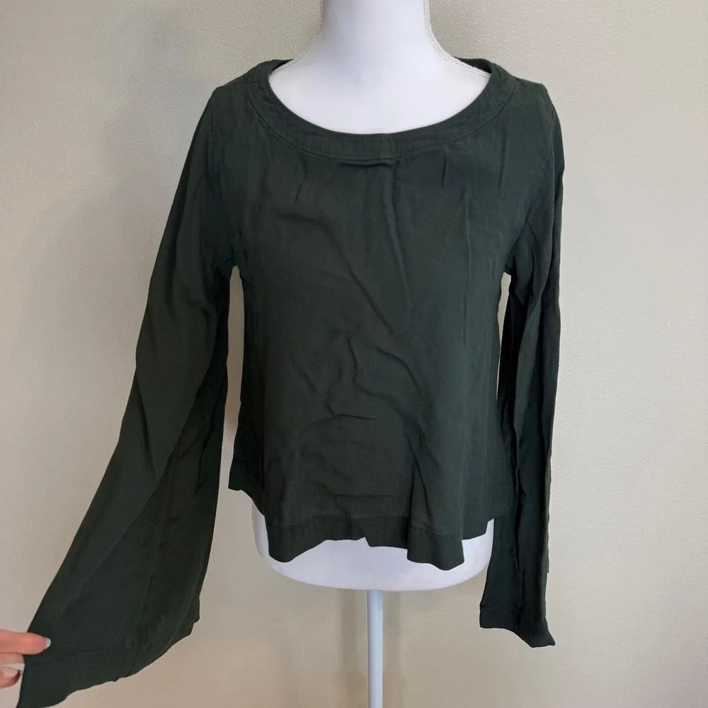 BP Green Bell Sleeve Top Womens S Fairy Grunge Renaissance Whimsigoth Festival - Picture 2 of 7